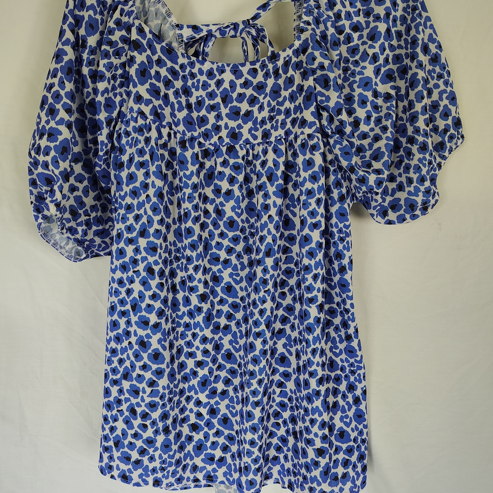 Peacocks Blue and White Animal Print Dress